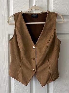 Suede-Look Brown Vest